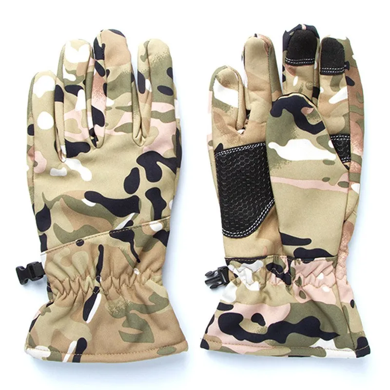 Waterproof Softshell Camouflage  Gloves Touch Screen Full Finger Outdoor Ski Hunting Hiking Riding Sports Warm Gloves