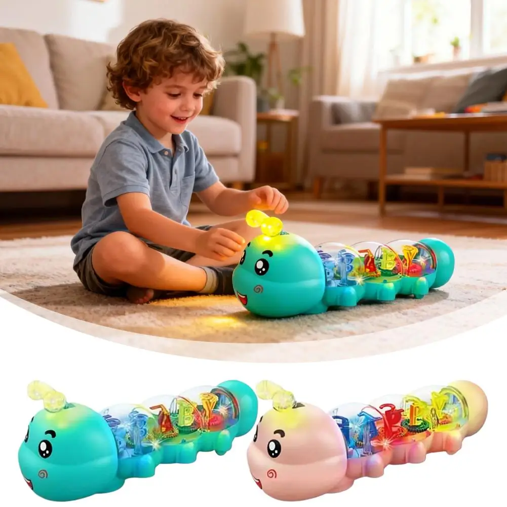 Kinder Elektrische Omnidirektionale Raupe Spielzeug Musik Licht Getriebe Raupe Cartoon Tier Smart Kreative Raupe Spielzeug