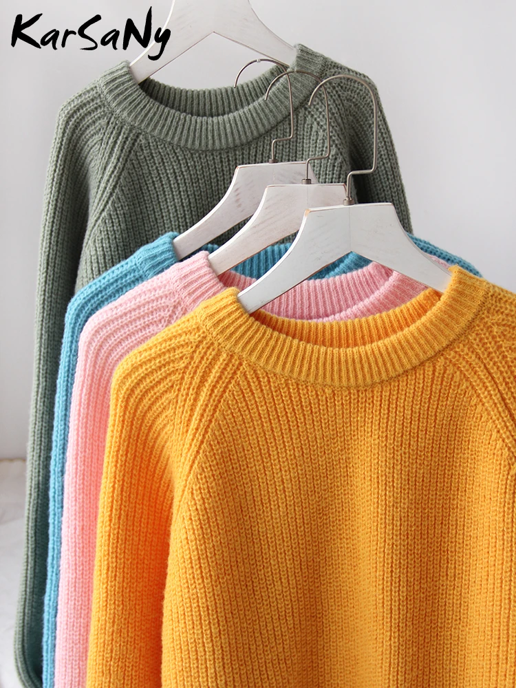 Autumn Winter Women Loose Knit Sweater Thick Pullover Warm O Neck Casual Jumper Soft Oversized Sweaters Ladies Loose Pullovers