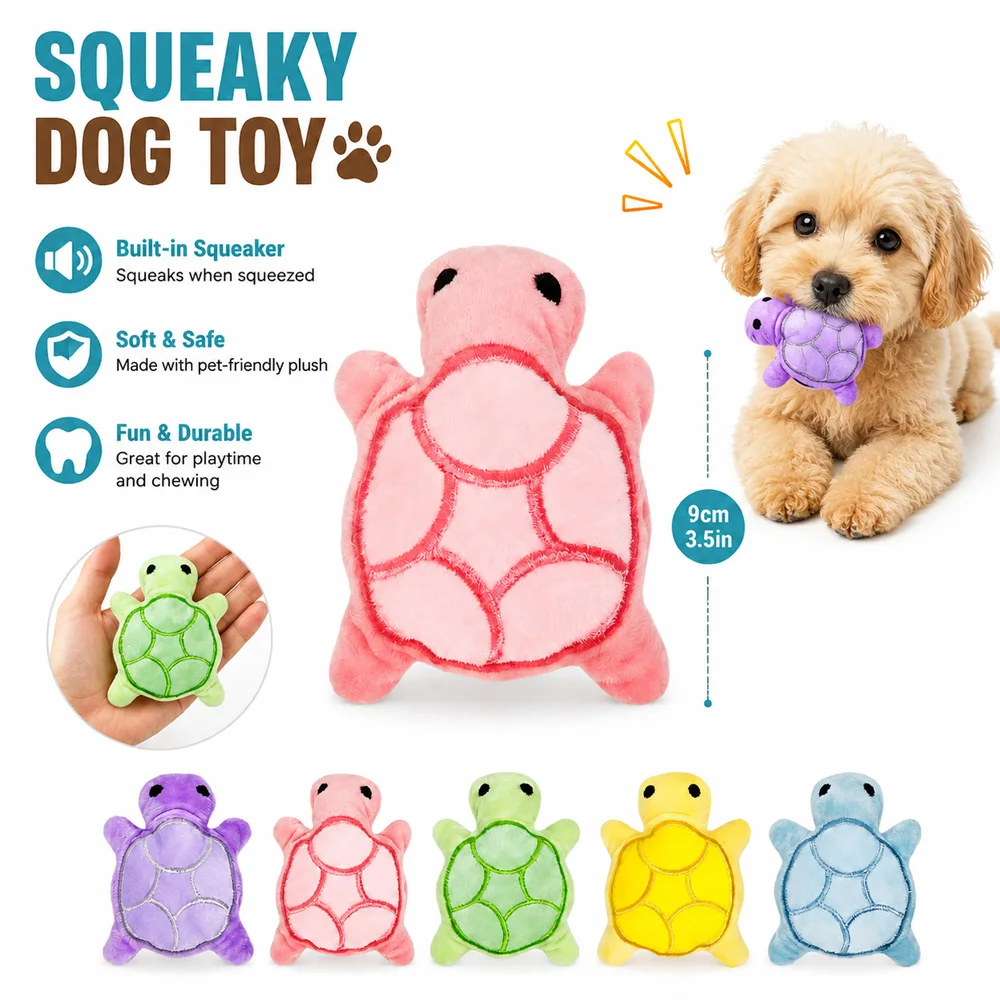 Mini Tortuga de Peluche con Sonido para Perros, Juguete Masticable Suave para Cachorros, Juguete Interactivo para Mascotas del Tamaño de la Palma de la Mano para Perros Pequeños y Cachorros con Sonido