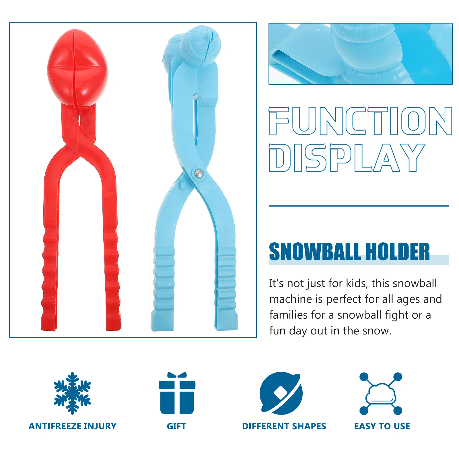 2 pçs clipes forma de coração ao ar livre inverno luta brinquedo plástico fazendo ferramenta para crianças clipes de jogo de campo de neve