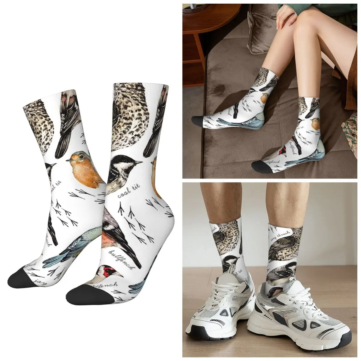 All Seasons Crew Stockings Various Birds Sparrow Pattern Socks Funny Long Socks for Men Women Valentine's Day Gifts
