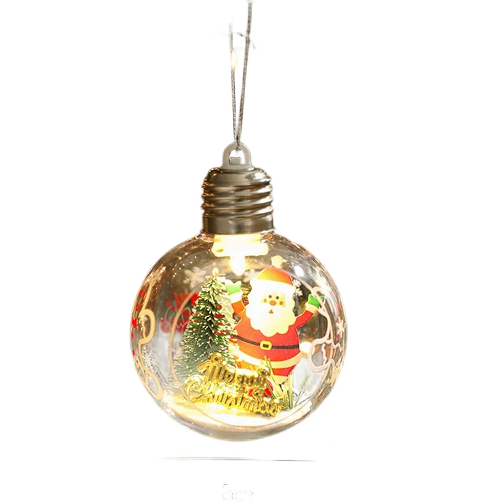 Christmas LED Hanging Ornaments Clear Plastic Ball with Button Battery for Festive Tree Hanging and Indoor Decoration