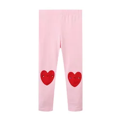 Corações de meninas Leggings de comprimento total, calças de bebê, calças lápis magro, bonito calças meninas, 2-7T, outono, primavera