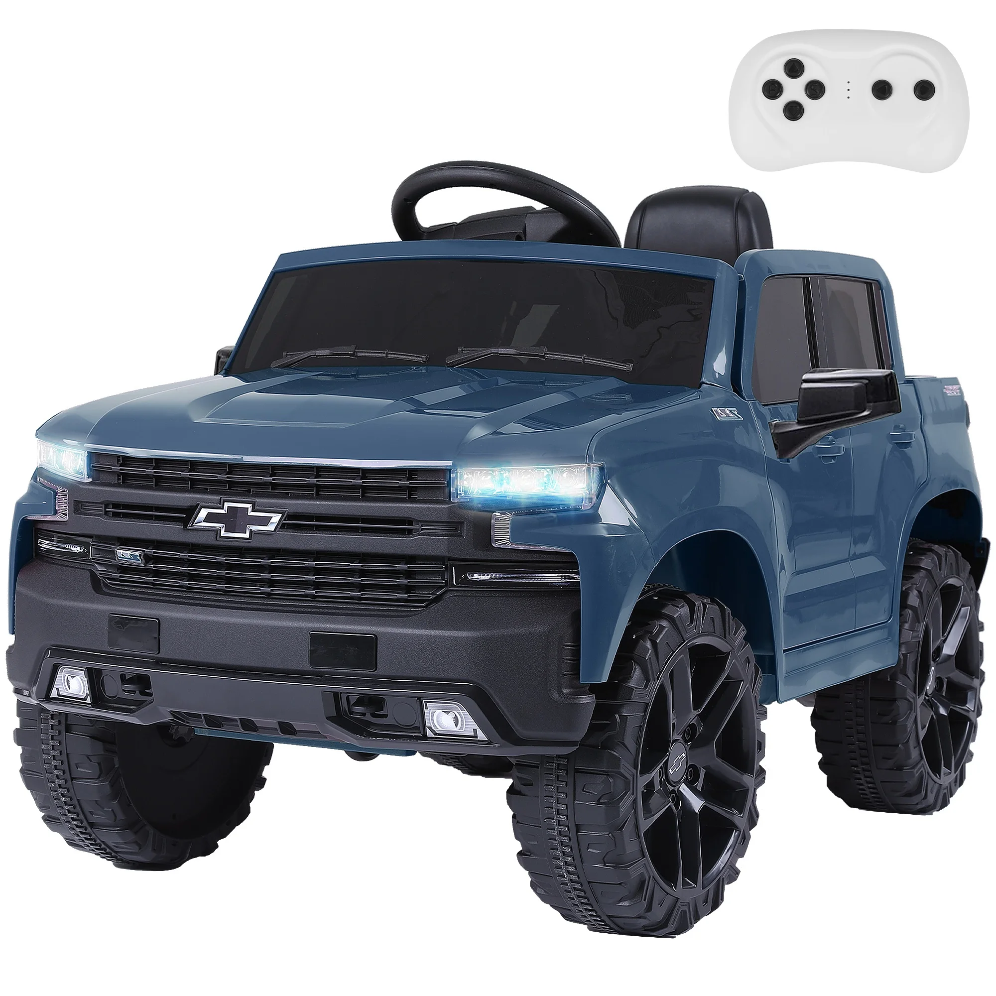 12V Electric Ride On Car 4 Wheeler Truck Safety Toy with Music Radio LED Lights Truck Car Remote Control Kids' Ride on Vehicles