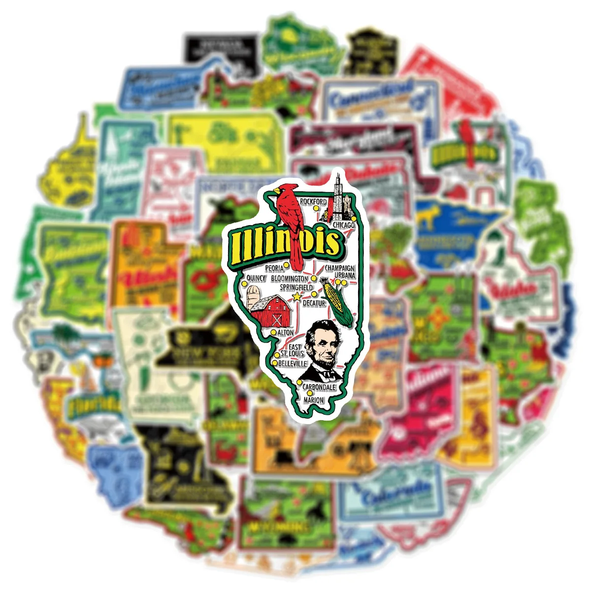 50 قطعة خريطة مدينة السفر في الولايات المتحدة لتقوم بها بنفسك ملصقات مقاومة للماء لسكرابوكينغ الهاتف الأمتعة سكيت الشارات الزخرفية