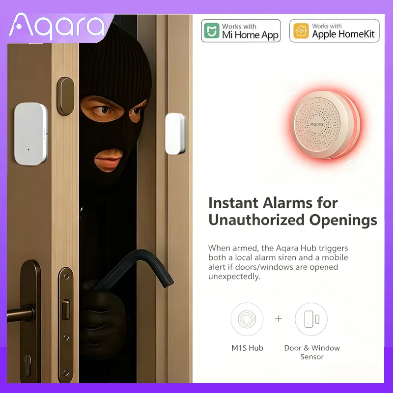 

Датчик открытия двери/окна Aqara ZigBee MCCGQ11LM и M1S, беспроводное подключение, умный датчик для умного дома, совместим с Xiaomi Mijia и HomeKit