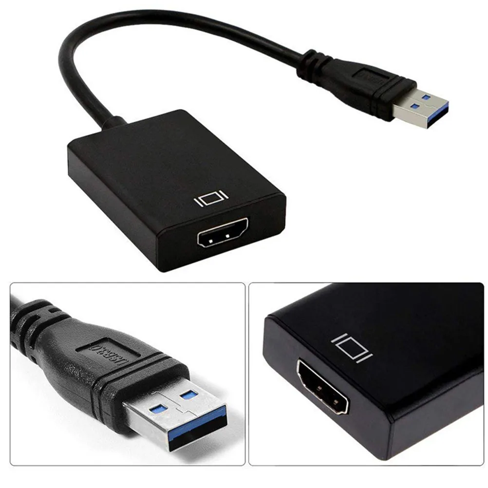 USB 3.0 to Video Adapter Cable 165Gbps Bandwidth 1920x1080 1600x1200 Output for Desktop Laptop Presentation
