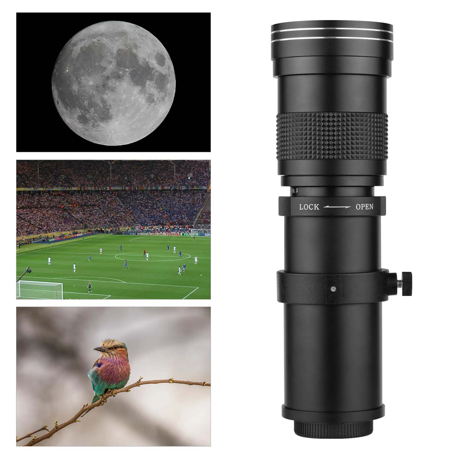 Camera MF Super Telephoto Zoom Lens F/8.3-16 420-800mm T Mount with Adapter Ring for Canon EF-Mount Cameras EOS 80D 77D 70D 60D