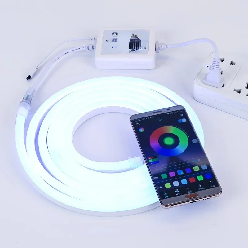 Colorido Mudar Neon LED Strip, Controle Remoto Inteligente, Luz em Mudança de Cor, Mudança de Cor Automática, Luz RGB, Atmosfera Inteligente