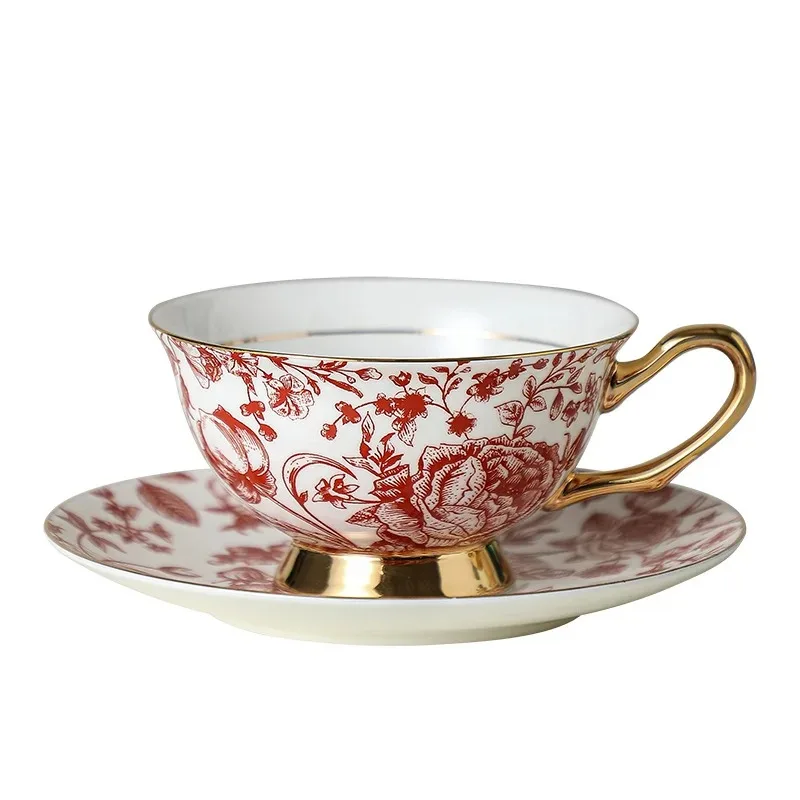 Exquisite souvenir bone china coffee cup saucer set creative water cup teacup European high value teacup tea set