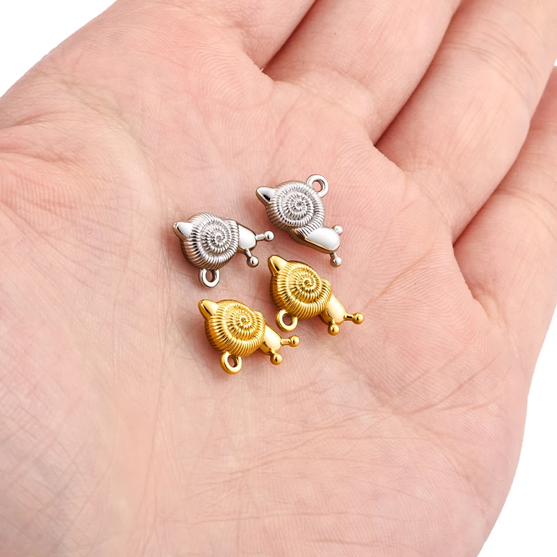 Stainless Steel Snail Pendant for Earring Bracelet Necklace DIY Accessories Jewelry Creation Charms Crafts Materials Fittings