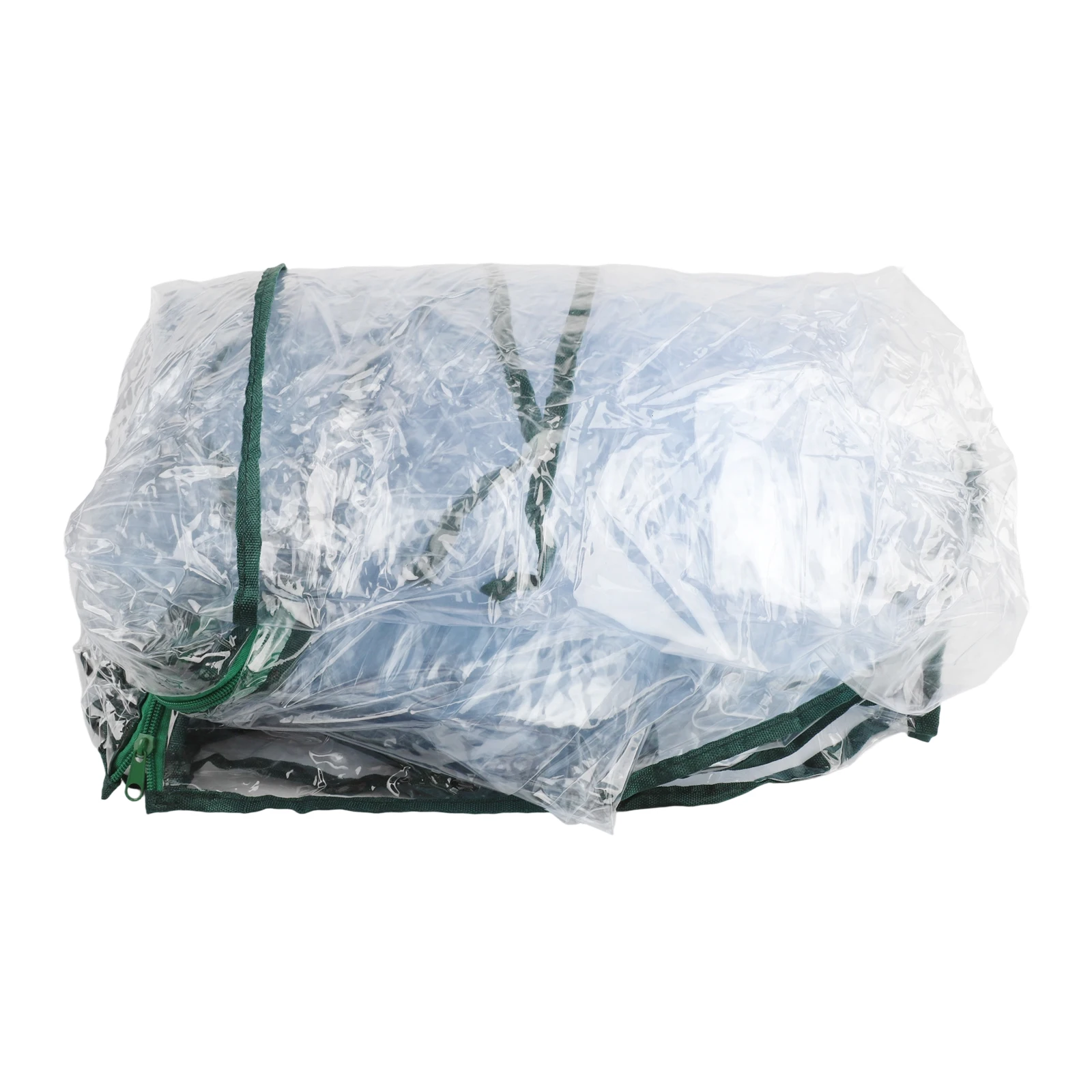 For Home Gardening White With Green Edges Rolling Door PVC Greenhouse For Plant Growth Cover Weather Resistant