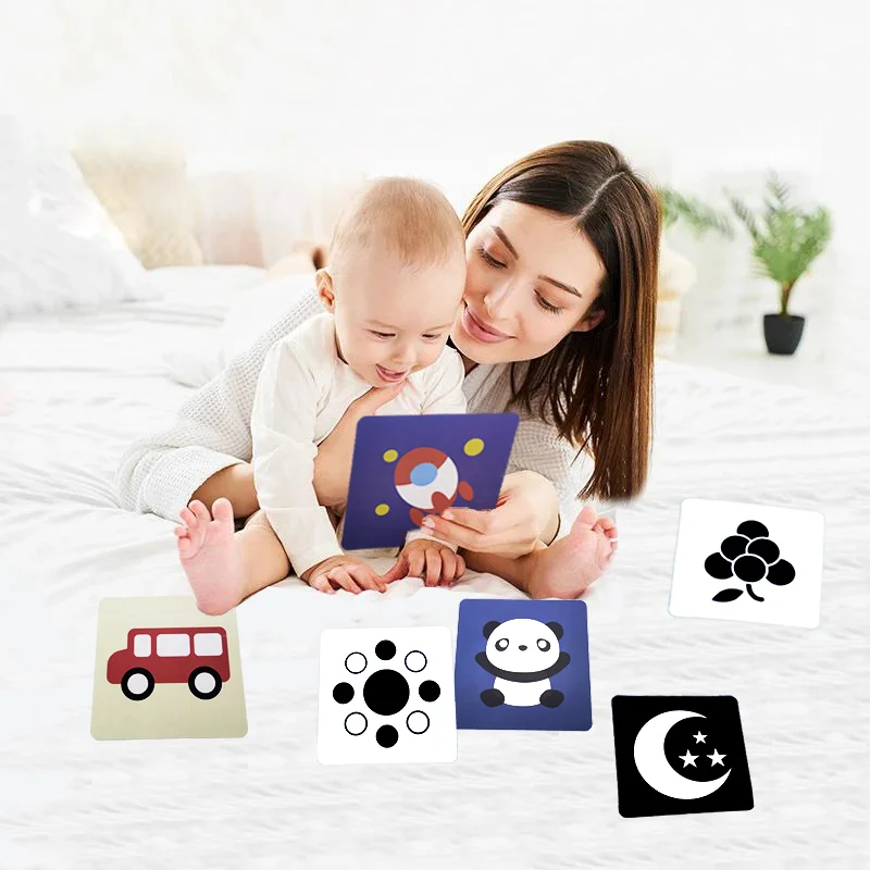 High Contrast Baby Vision Cards Black And White Visual Stimulation Flash Card Learning Game 0 12 Months Infant Gift Sensory Toy