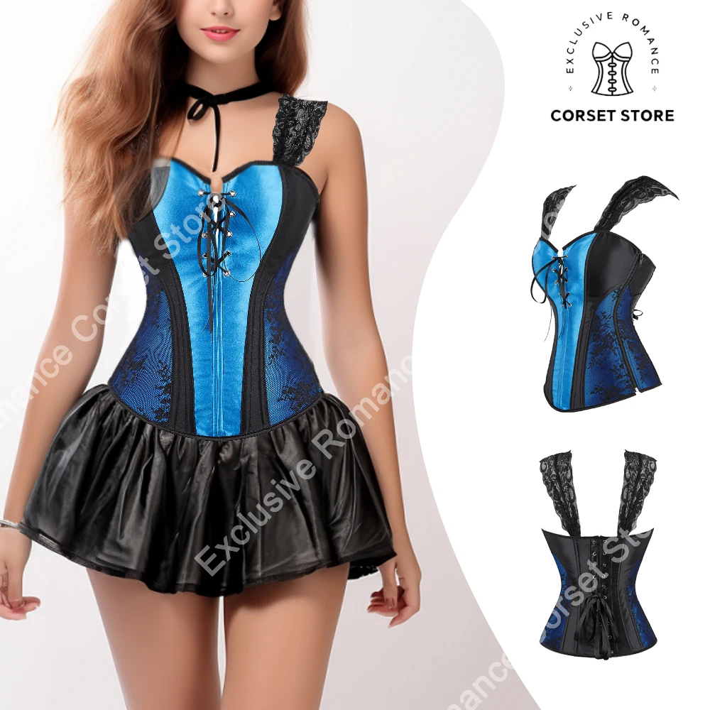 Corsets and Bustiers Tops with Straps Plus Size Vintage Red Corsets Overbust for Women Sexy Lace Corset Lingerie Gothic Corsele