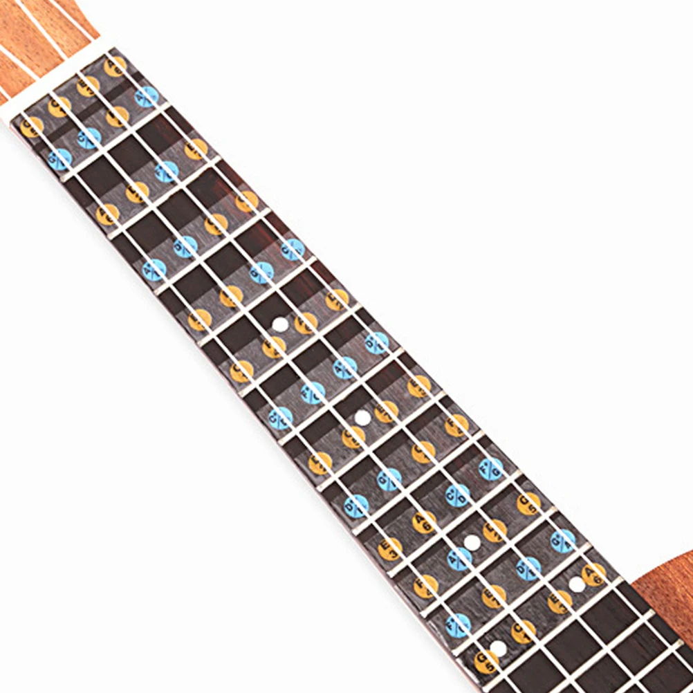 

4 Sheets Ukulele Scale Stickers Clearly Printed Note Stickers for Guitar Neck Trainer Practice Durable Practical Fretboard Notes