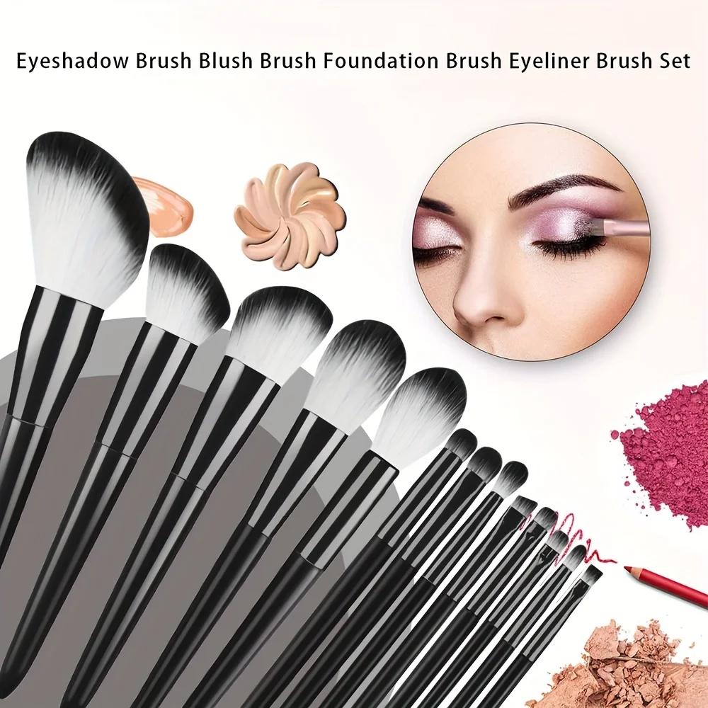13 個のメイクブラシセットソフトふわふわアイシャドウブラッシュメイクブラシファンデーション化粧ツール収納ボックスメイクスポンジパウダーパフ
