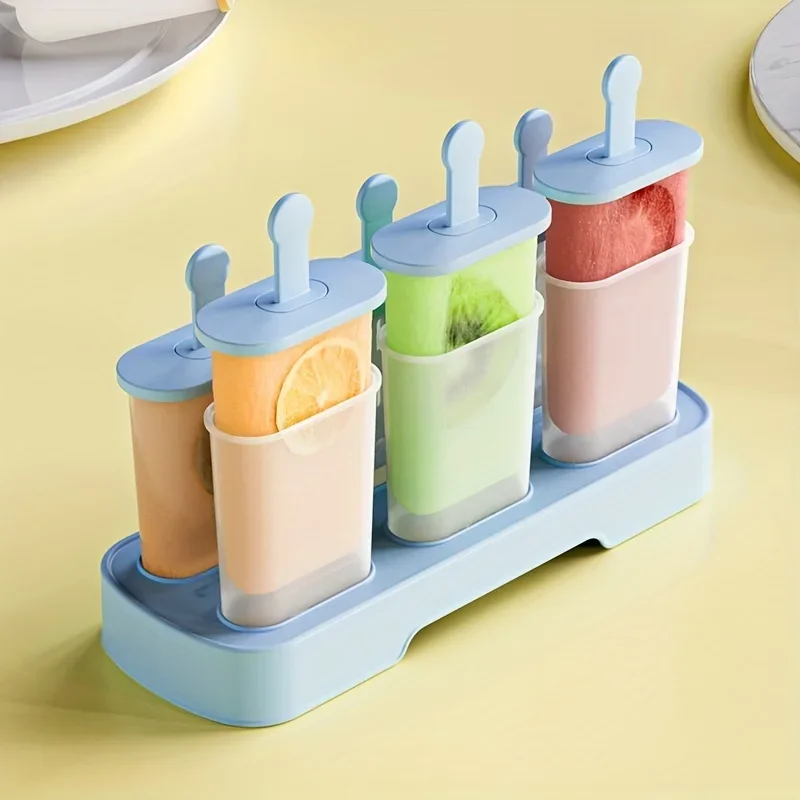 1 set DIY Ice Cream Mold - Homemade Popsicles, Sorbet, and Frozen Ice Cubes - 6-Hole Pack