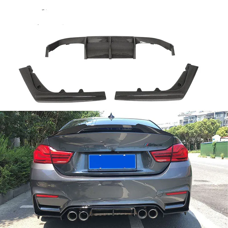 For BMW M3M4 F80F82 Rear Bumper Diffuser Spoiler Lip Trunk Wing Body Kit Splitter Cover Trim