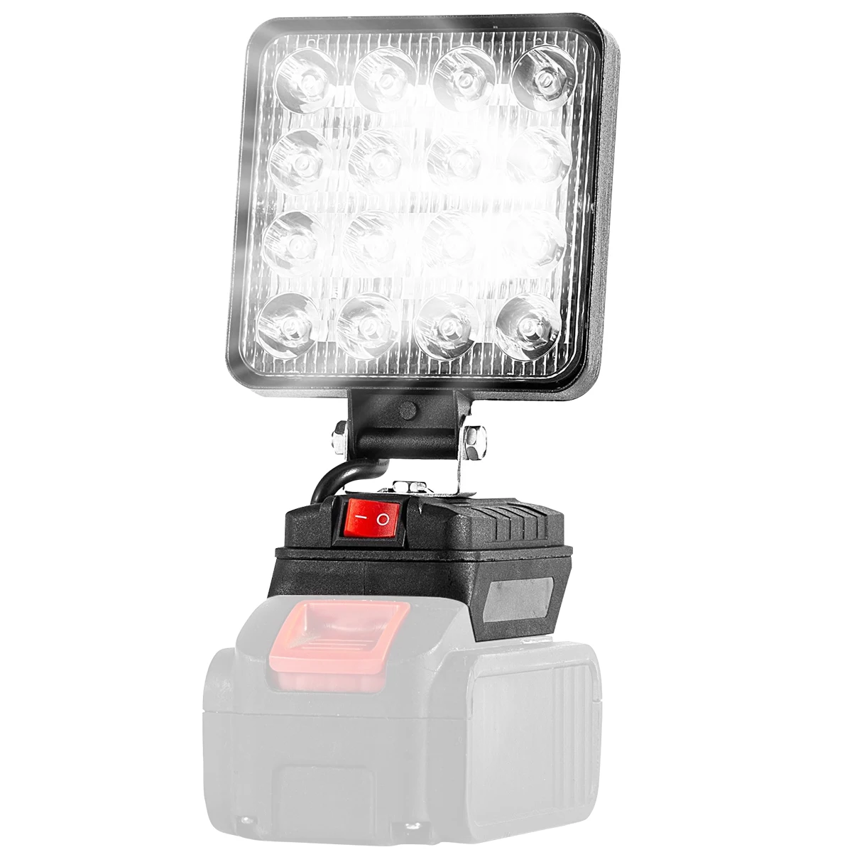 Flood Work Light 18V/20V 27W 4inch Square LED Work Light 90° Rotatable Job Site Light Cordless Portable Flashlight Outside USB