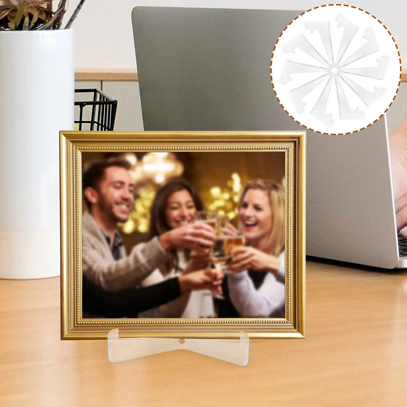 

22Pcs Display Rack Acrylic Easel Stand Clear Small Plate Holder Coin Photo Picture Display Stand for Home Office Cafe Decoration