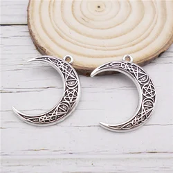 10PCS Alloy Moon Shape Charms Antique Silver Color Vintage Crescent Pendant Handmade Necklace Bracelet Jewelry Accessory Craft