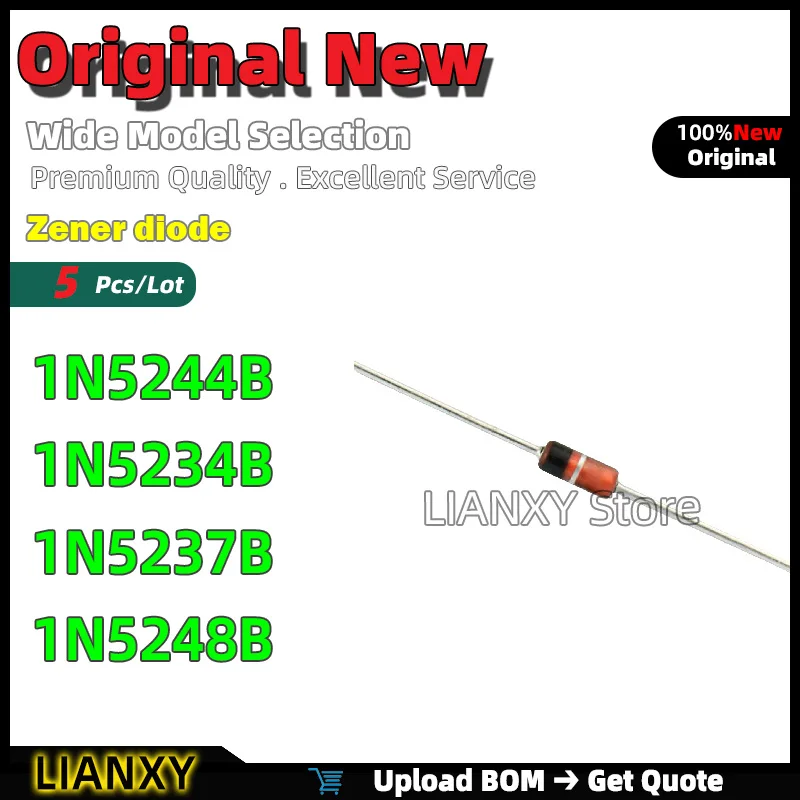 

5pcs DO-35 1N5244B 1N5234B 1N5237B 1N5248B Zener diode New Original