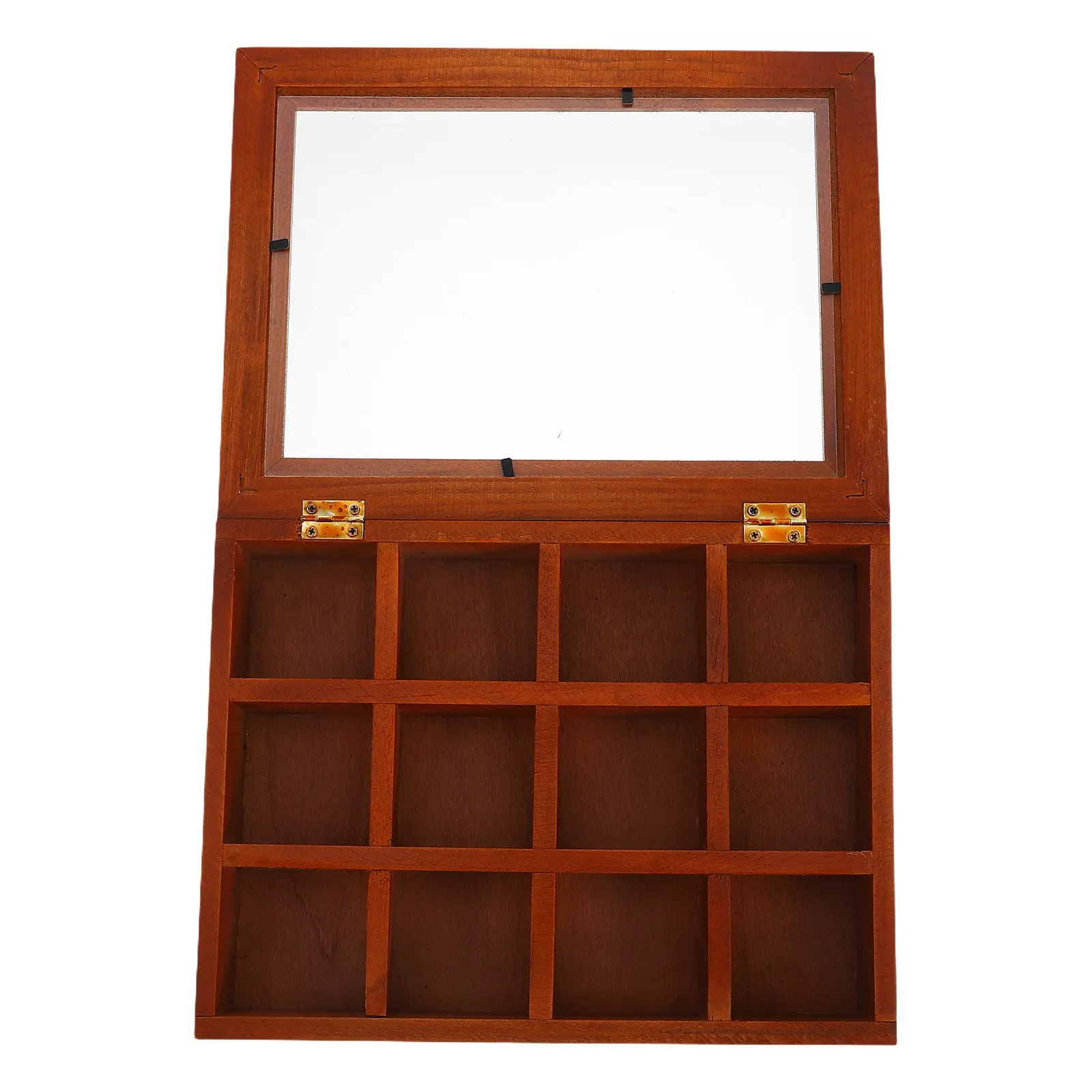 Bandeja de Almacenamiento de Joyas de Madera Retro con Tapa Transparente, Organizador Vintage de 12 Compartimentos para Anillos, Pulseras, Pendientes, Colgantes y Cuentas