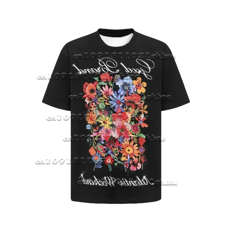 

Лето 2025 г., повседневная быстросохнущая футболка с короткими рукавами и 3D-принтом с цветочным граффити для мужчин и женщин