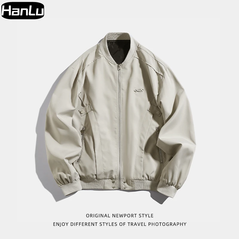 Men's American fashion baseball jacket, couple design, loose leaf structure, pilot jacket windbreaker