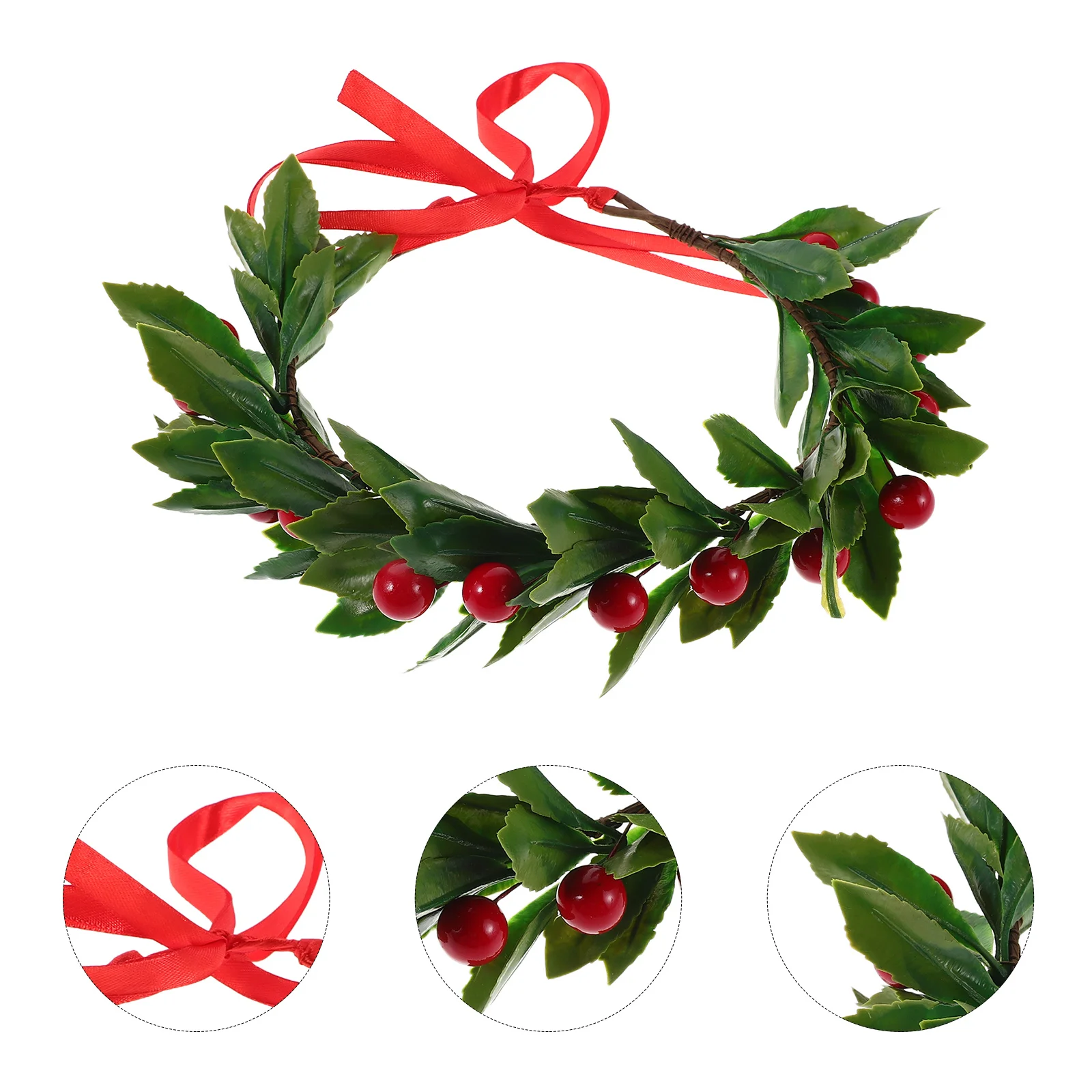 

Christmas Wreath with Red Berries for Front Door Holiday Wall Hanging Xmas Party Headdress Bride Accessories Photo Shoot Garland