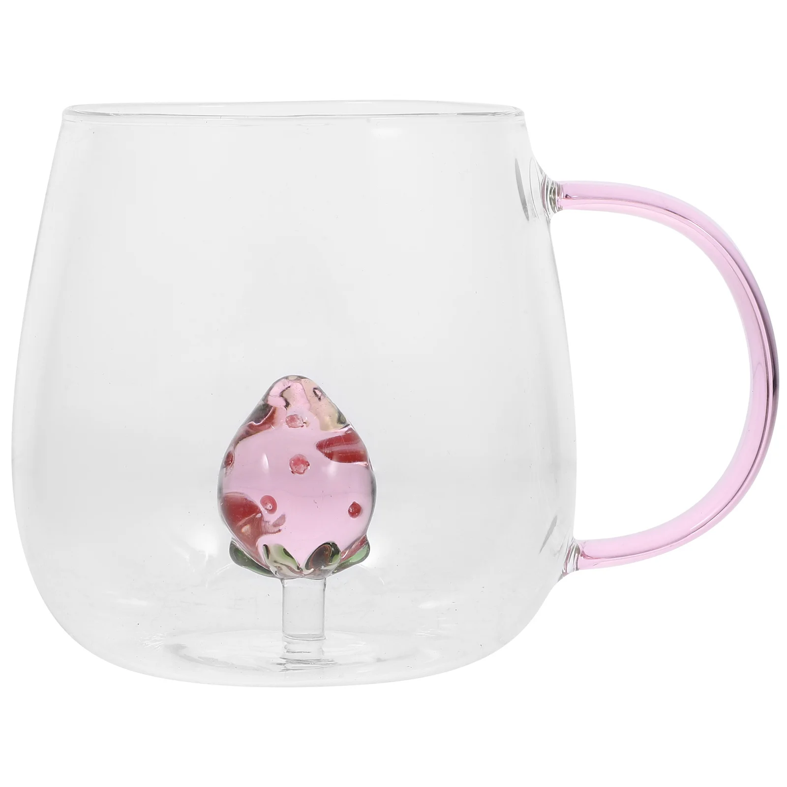 

Strawberry Pattern Borosilicate Glass Cup Large Capacity Clear Coffee Mug Glass Tea Cup Cute Water Juice Mug