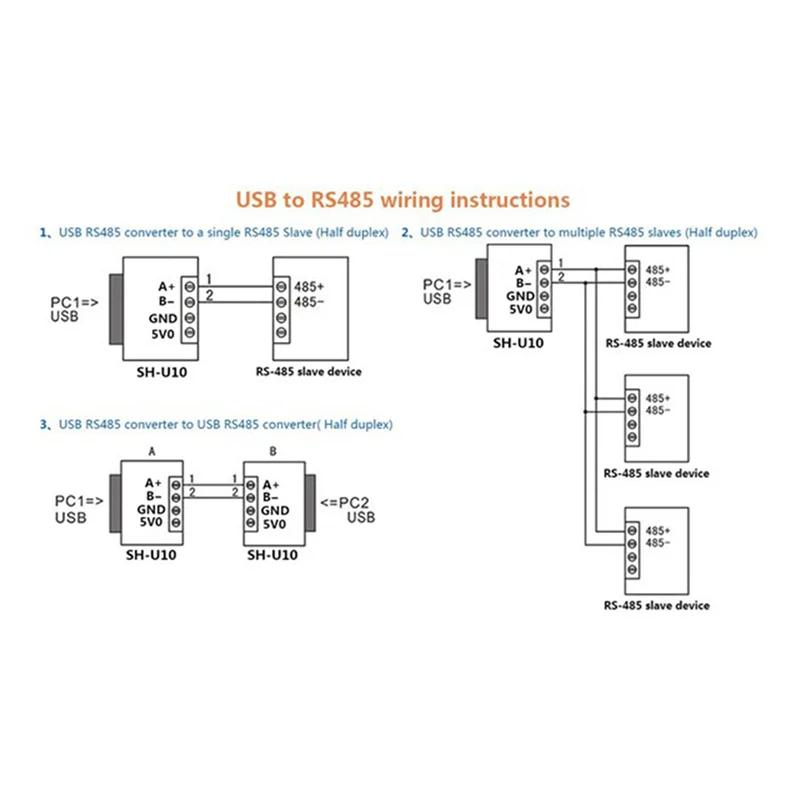 8Pcs USB To RS485 Converter Isolate Module Upgrade Industrial TVS ESD Protection CH340E Standard RS-485 Connector Board-Y47A