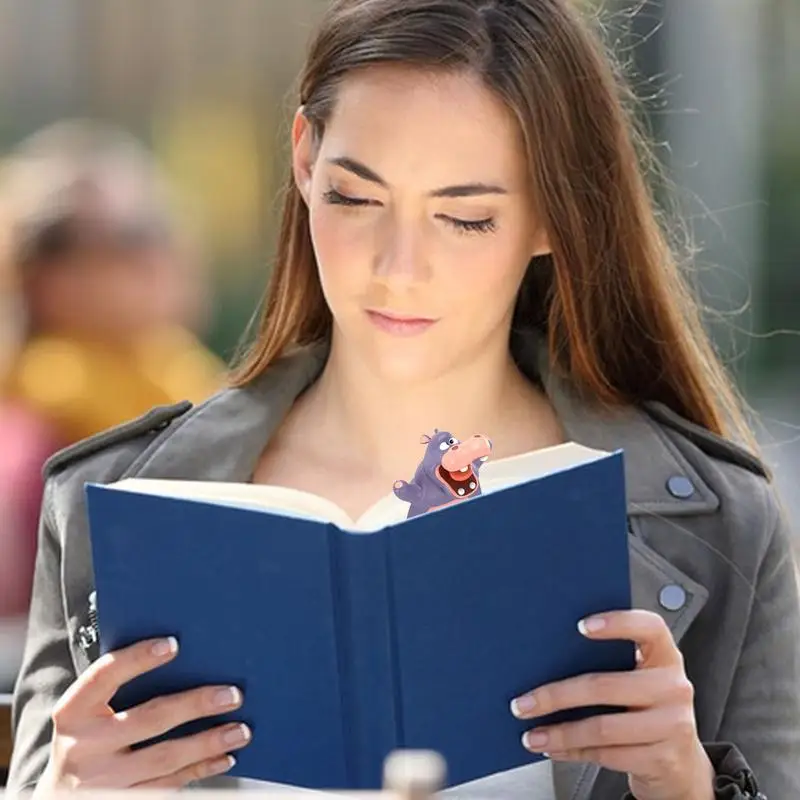 3D ที่คั่นหนังสือการ์ตูนสัตว์แบบแบนที่ตั้งหนังสือเครื่องหมายฮิปโปกระต่ายกระต่ายเครื่องเขียนสร้างสรรค์สำหรับเด็ก