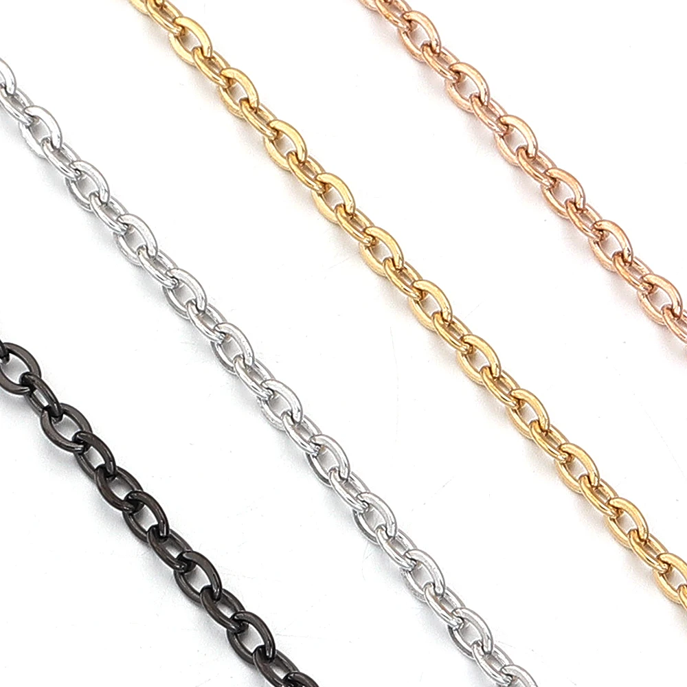 10 ياردة سلاسل الفولاذ المقاوم للصدأ السائبة عبر سلسلة سلك مسطح ربط سلسلة لصنع المجوهرات سوار ذاتي الصنع قلادة ملحقات السلسلة