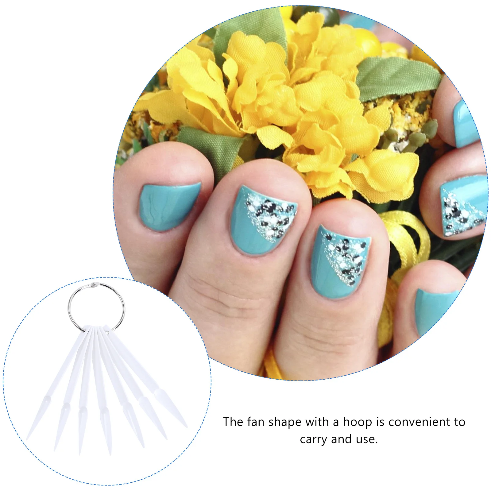 

100Pcs Nail Practice Tips Fan Shaped Nail Color Plates Smooth Material Manicure Display Board for Acrylic Painting