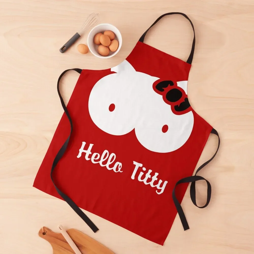 

Hello Titty Parody Apron christmas kitchen Kitchen on the wall restaurant accessories for home useful pieces Apron