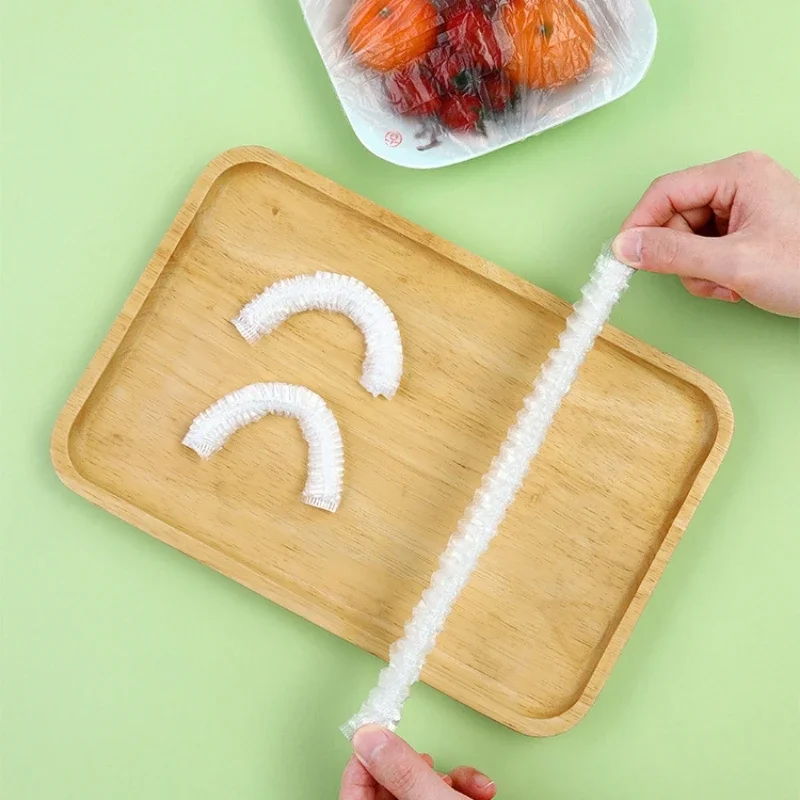 100pcs Disposable Food Cover Plastic Wrap Elastic Food Lids For Fruit Bowls Cups Caps Storage Kitchen Fresh Keeping Saver Bag