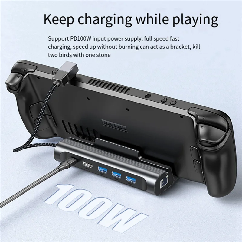 

Эффективная док-станция Steam Deck, база док-станции 6в1, USB 3.0, HDMI-совместимая, 4K, 60 Гц, RJ45, Gigabit Ethernet PD100W H