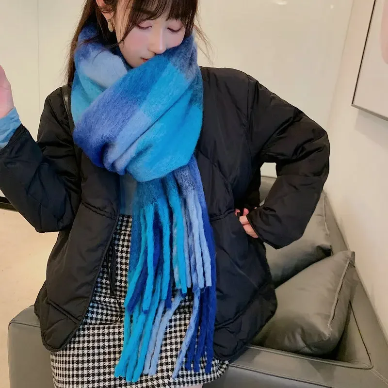 

2024 Scarf Winter New Head Scarf Women's Double-sided Shawl Imitation Cashmere Bright Casual Style Fashion All-matching T543