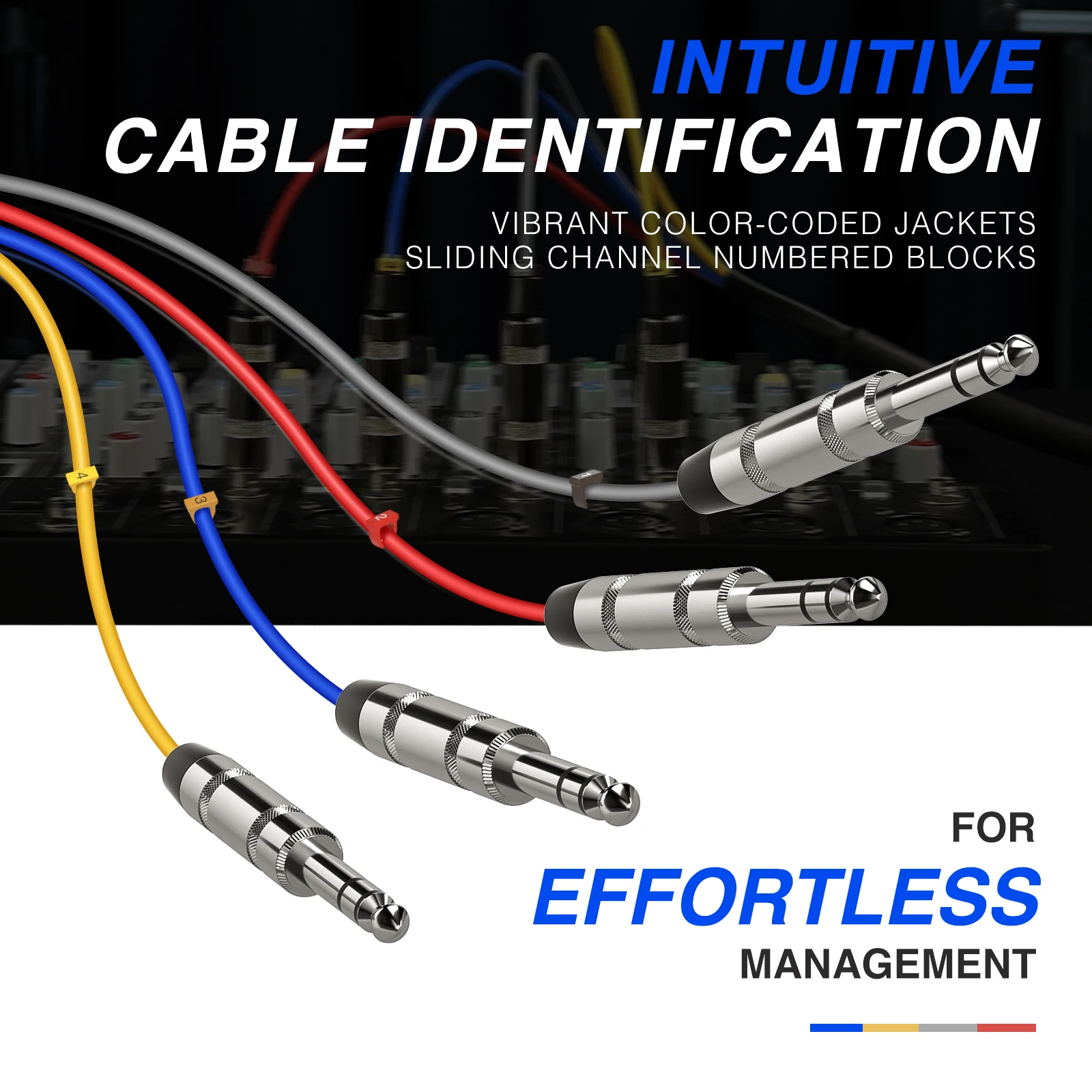 6-футовый кабель TRS Snake, кабель Phenyx Pro 1/4 дюйма, патч-провод TRS с цветовой кодировкой, 4-канальный аудиокабель с медью OFC 24 AWG, сбалансированный 1/4-