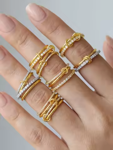 925 Sterling Silver Personalized Multiple Levels Of Interlocking Zircon Ring For Women Daily Fashion High Quality Fine Jewelry