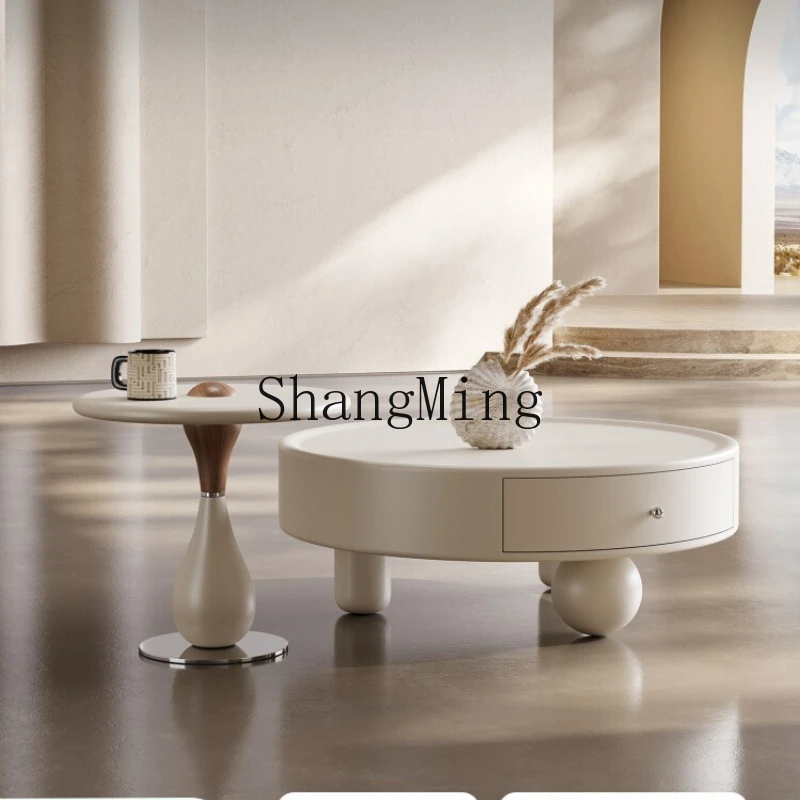 

SM light luxury cream style coffee table combination small apartment living room small apartment household simple coffee table