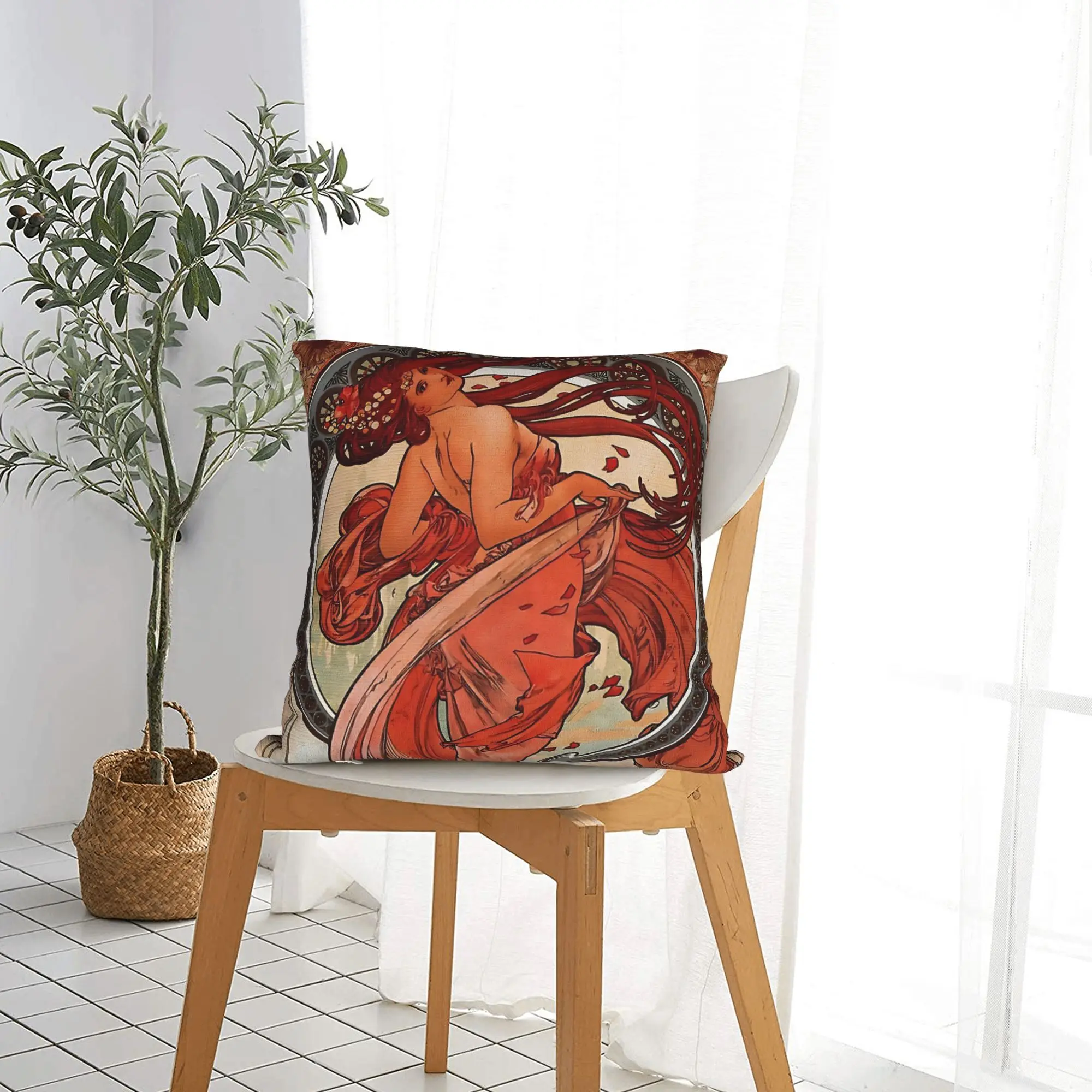 Alphonse mucha  Dance Square Pillowcases Polyester Couch  Cushion Case Cool Decor Throw Pillow Case 40*40