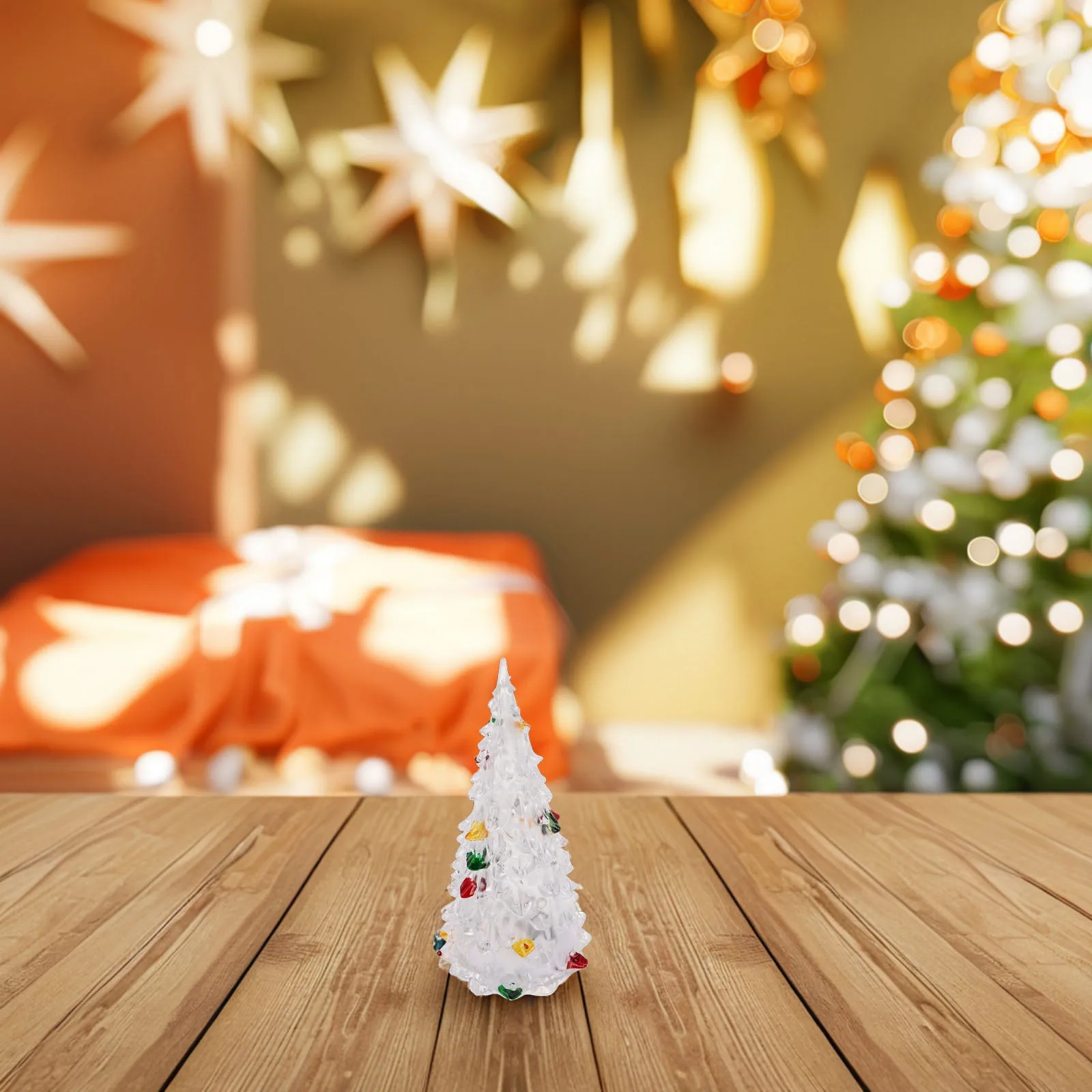 

4pcs Painted Christmas Tree 12Cm Led Colorful Tree For Desk Kitchen Book Shelf Living Room Office Christmas Prop Holiday