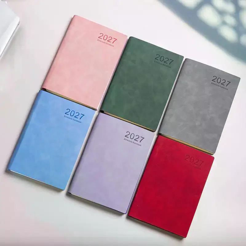 2027 Daily Planner PU Leather Band Notebook Day Time Management Journal 320 Pages Schedule Book