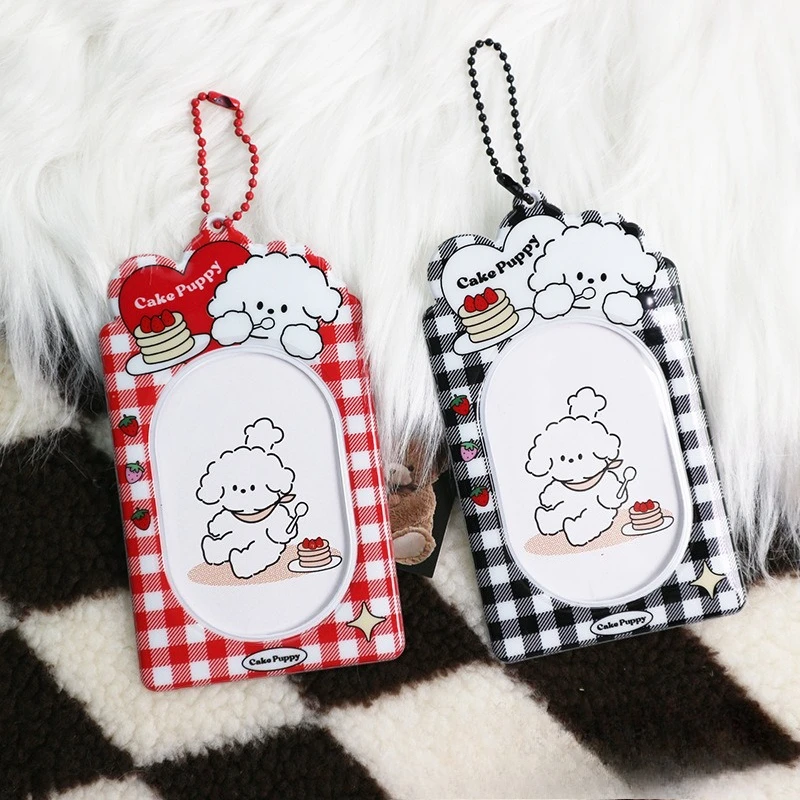 Cute 3 Inch Cartoon Dog Polaroid Photo PVC Card Holder Access Card Work ID Badge Holder Keychain Pendant