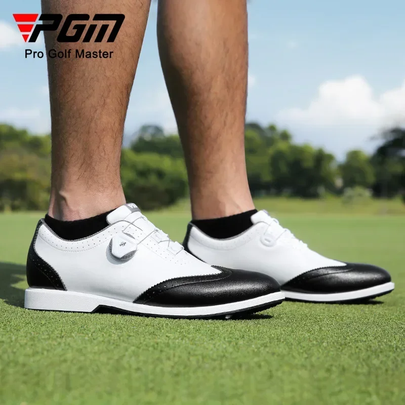 PGM sepatu golf pria, sepatu tahan air pria olahraga sho es kenop tali sepatu