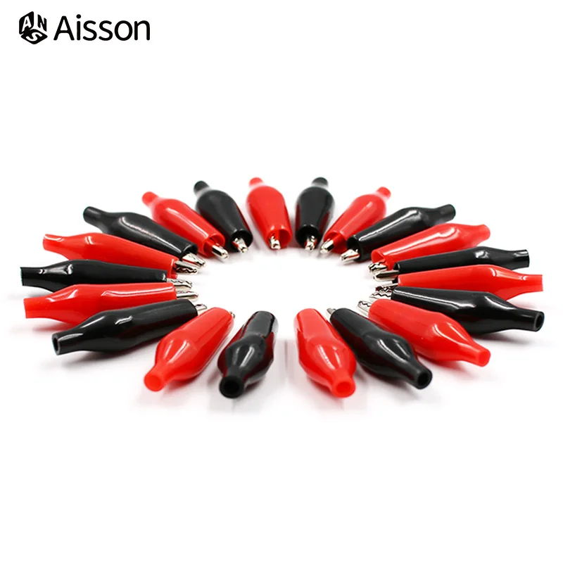 10pcs 28mm 35mm 45mm Metal Alligator Clip Crocodile Electrical Clamp Testing Probe Meter Black Red for Car Auto Battery