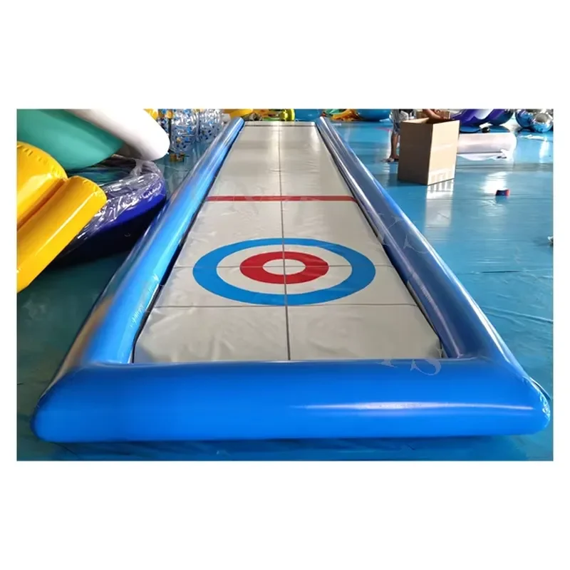 Portable Inflatable Street Curling Fast Ice Rink Floor Curling Lane with Spiral Stone for Team Building Games